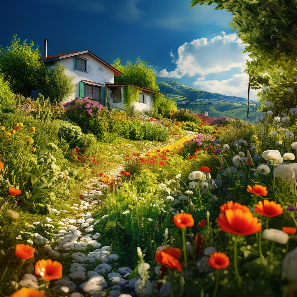 create a cottagecore landscape