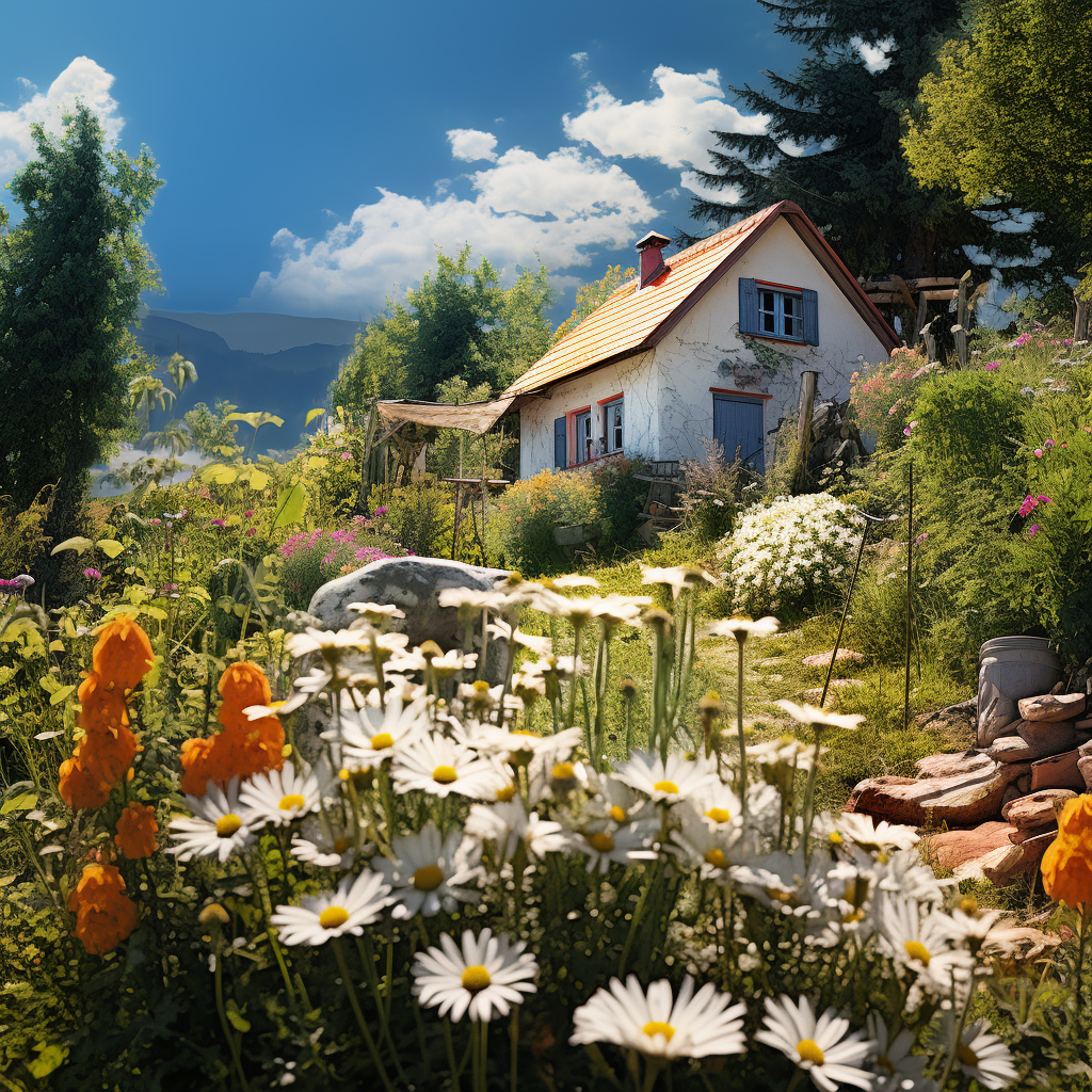 create a cottagecore landscape