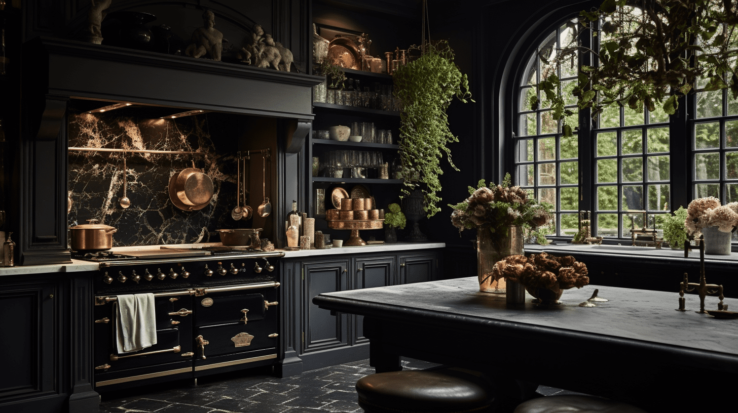 dark cottagecore kitchen
