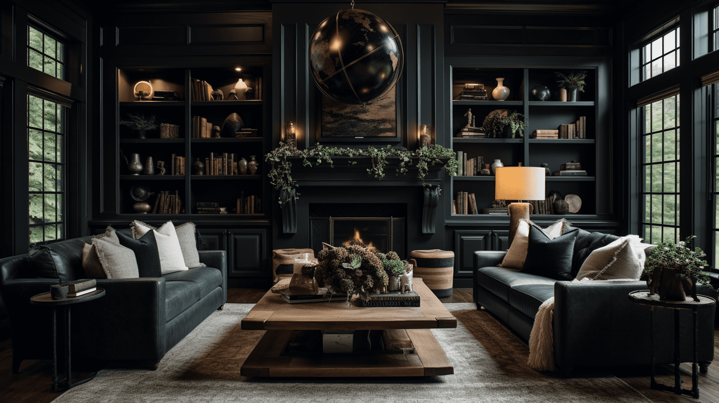 dark cottagecore living room